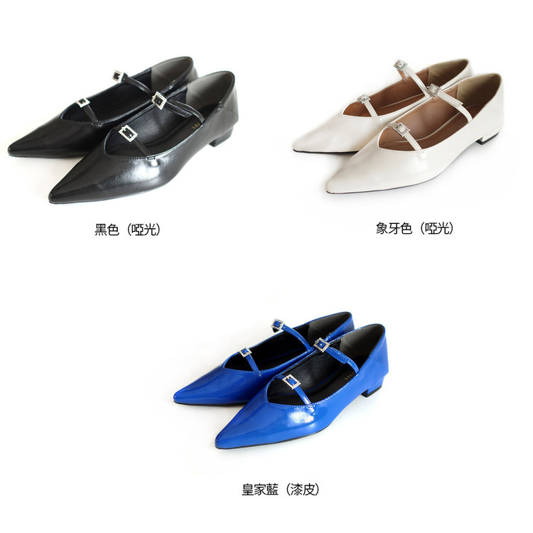 閃閃貴氣 雙帶水鑽瑪莉珍鞋【SY021】