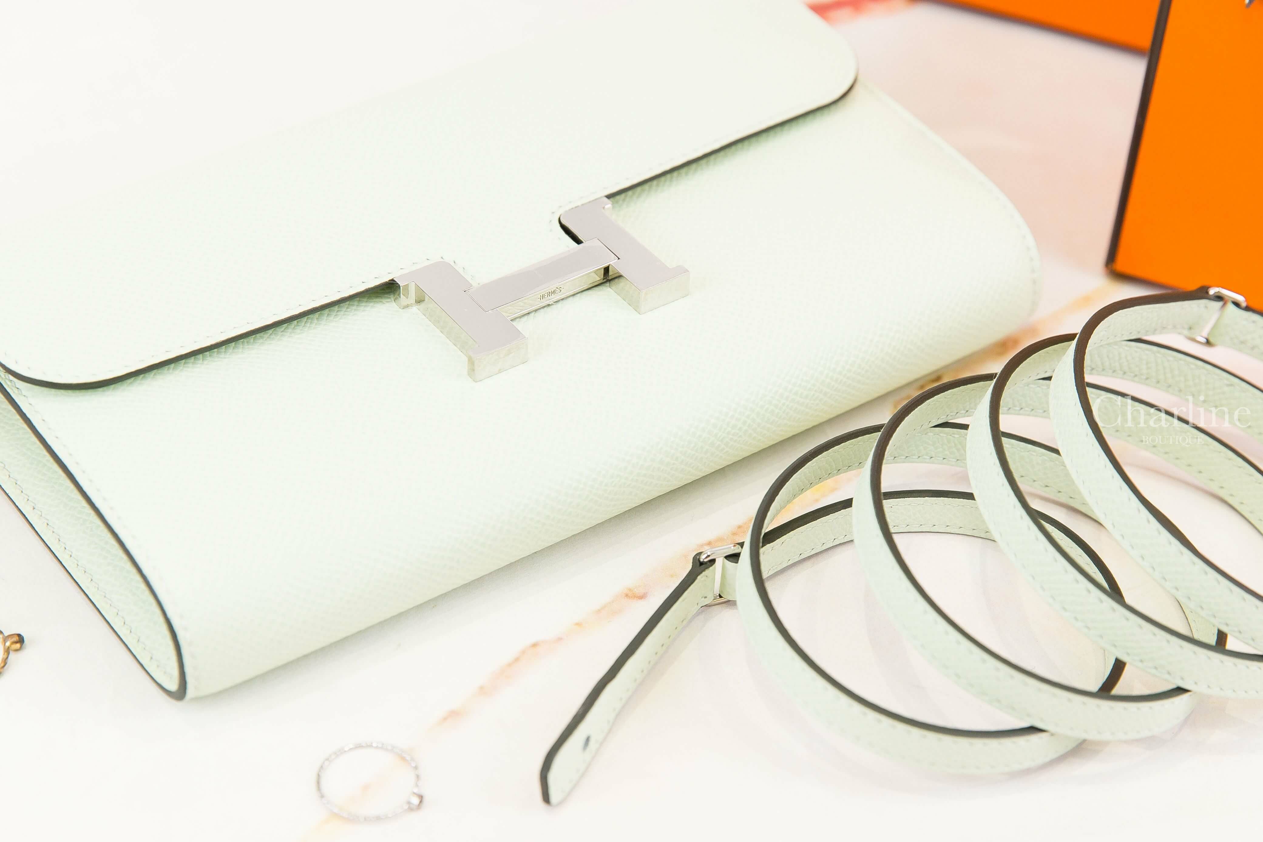 Hermès Constance Long To Go Wallet 0S Vert Fizz Epsom 氣泡綠銀釦肩背包-Charline Boutique 精品代購