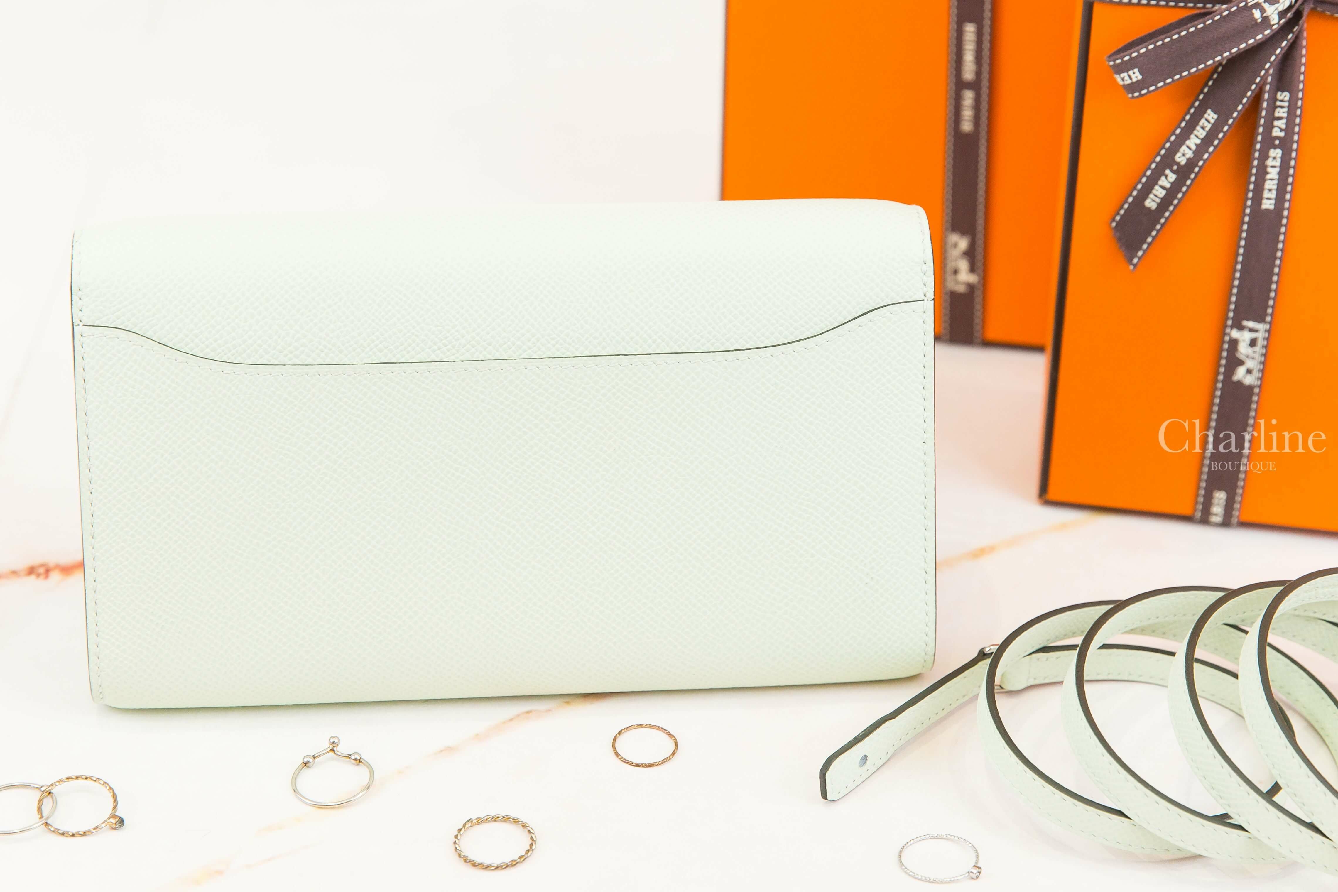 Hermès Constance Long To Go Wallet 0S Vert Fizz Epsom 氣泡綠銀釦肩背包-Charline Boutique 精品代購