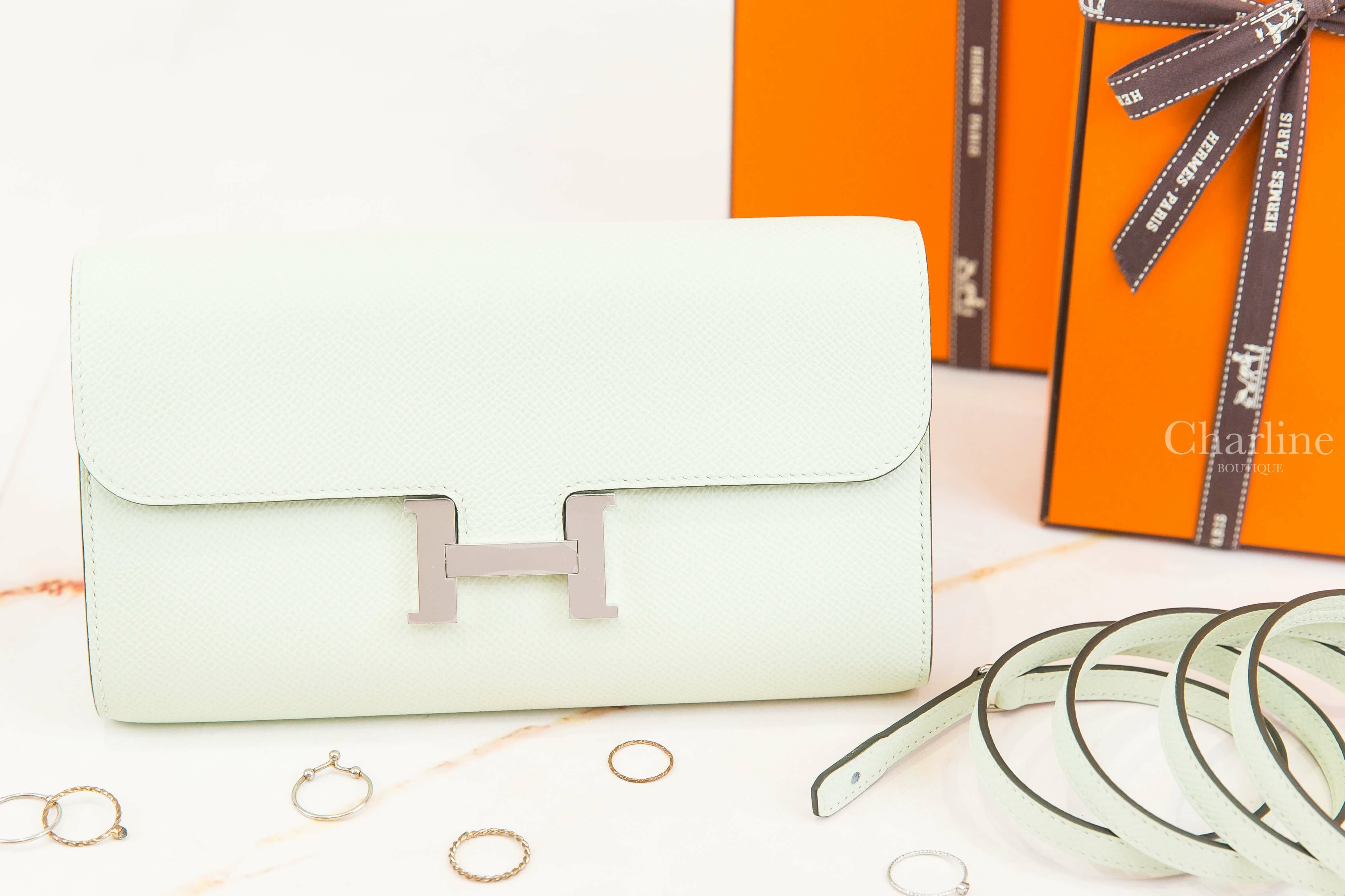 Hermès Constance Long To Go Wallet 0S Vert Fizz Epsom 氣泡綠銀釦肩背包