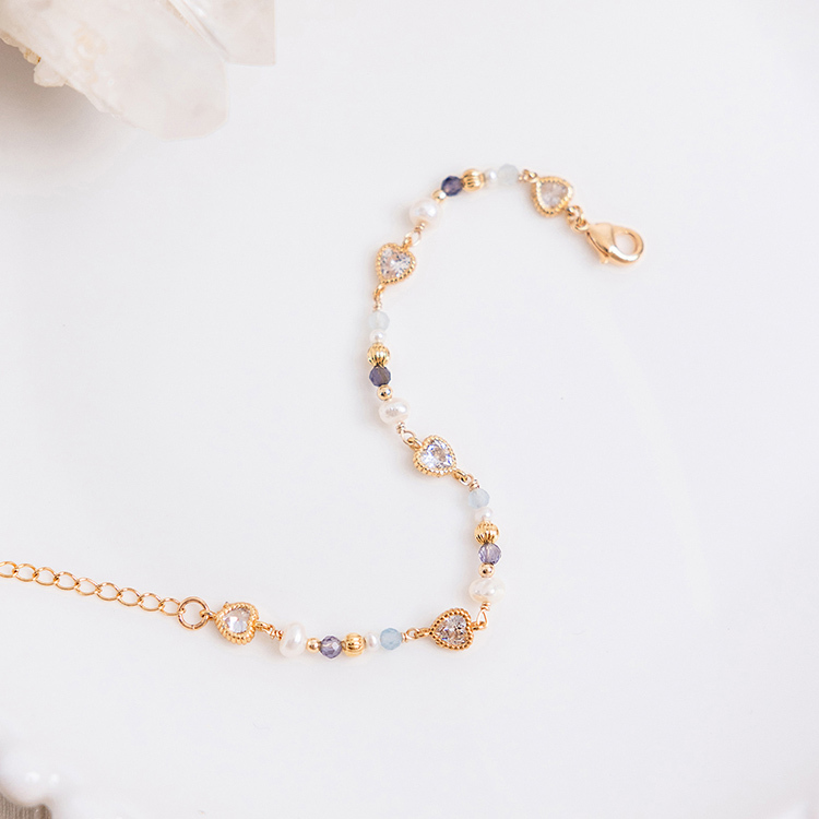 三月誕生石 • 三色堇 • 請想念我 – 堇青海藍寶 – 手鍊