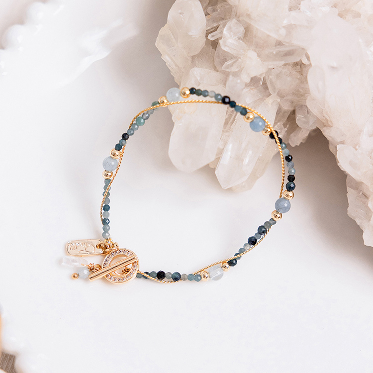 三月誕生石 • 牽牛花 • 短暫的愛 – 碧璽海藍寶 – 手鍊