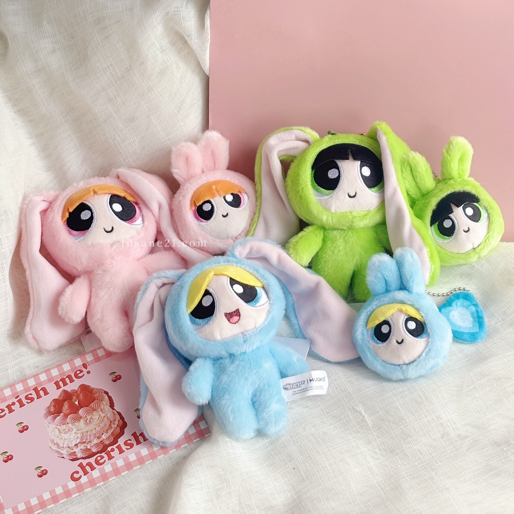 飛天小女警 子母吊飾 垂耳款 絨毛玩具 掛飾 兩隻入 磁吸式 冰箱貼