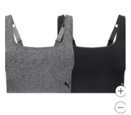 [S] PUMA 2 PACK SEAMLESS SPORTS BRA,GREY/BLACK, 1832179-GREY/BLAVK (SPM74)