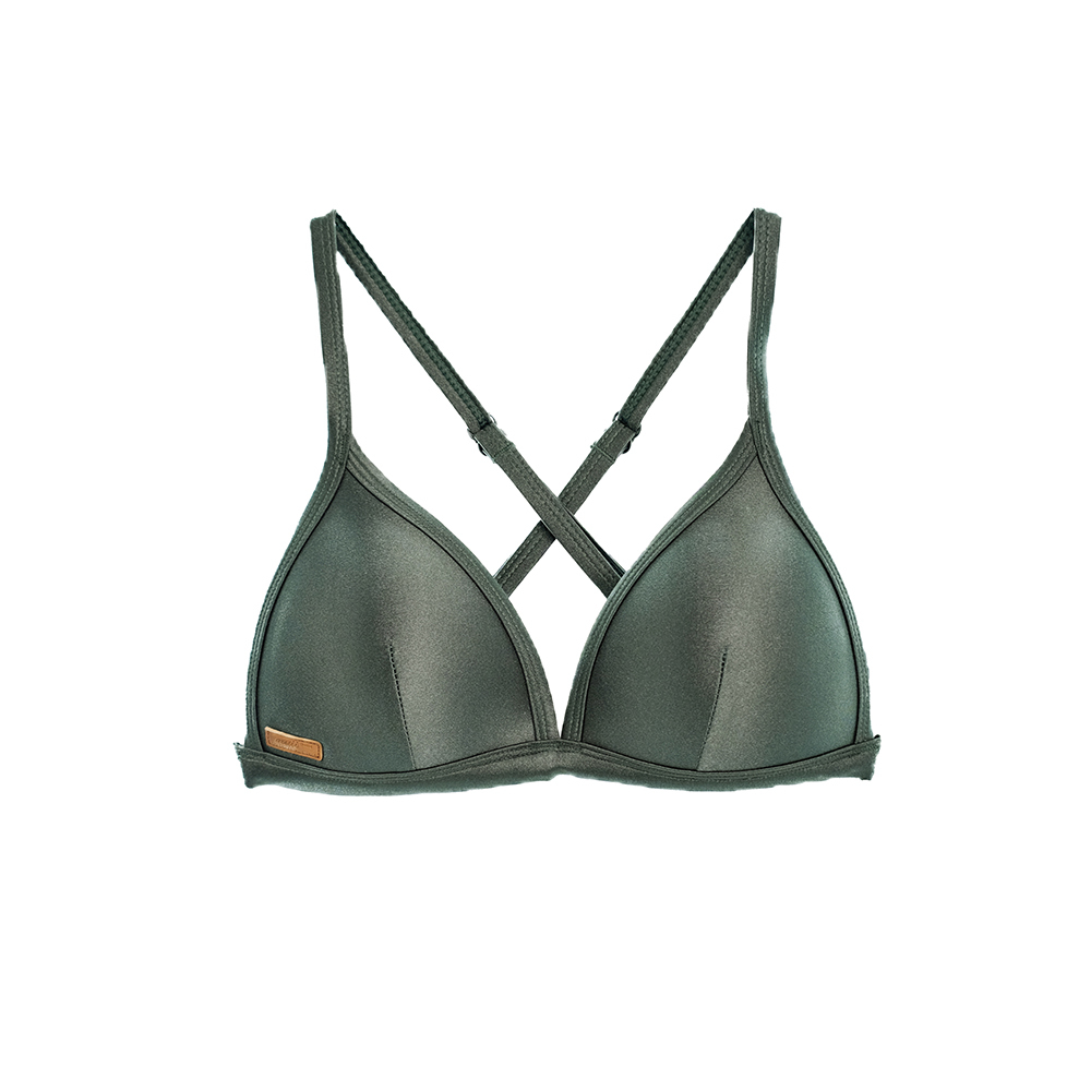 【絲光深綠】UPii 三角美胸可調式背勾上衣