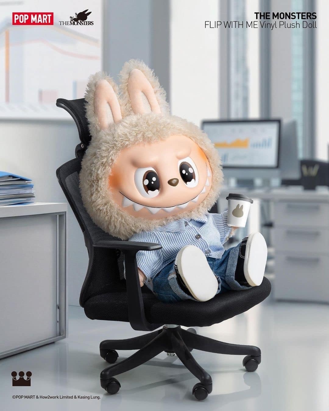 POP MART Labubu -FLIP WITH ME夏天浪 搪膠毛絨大公仔