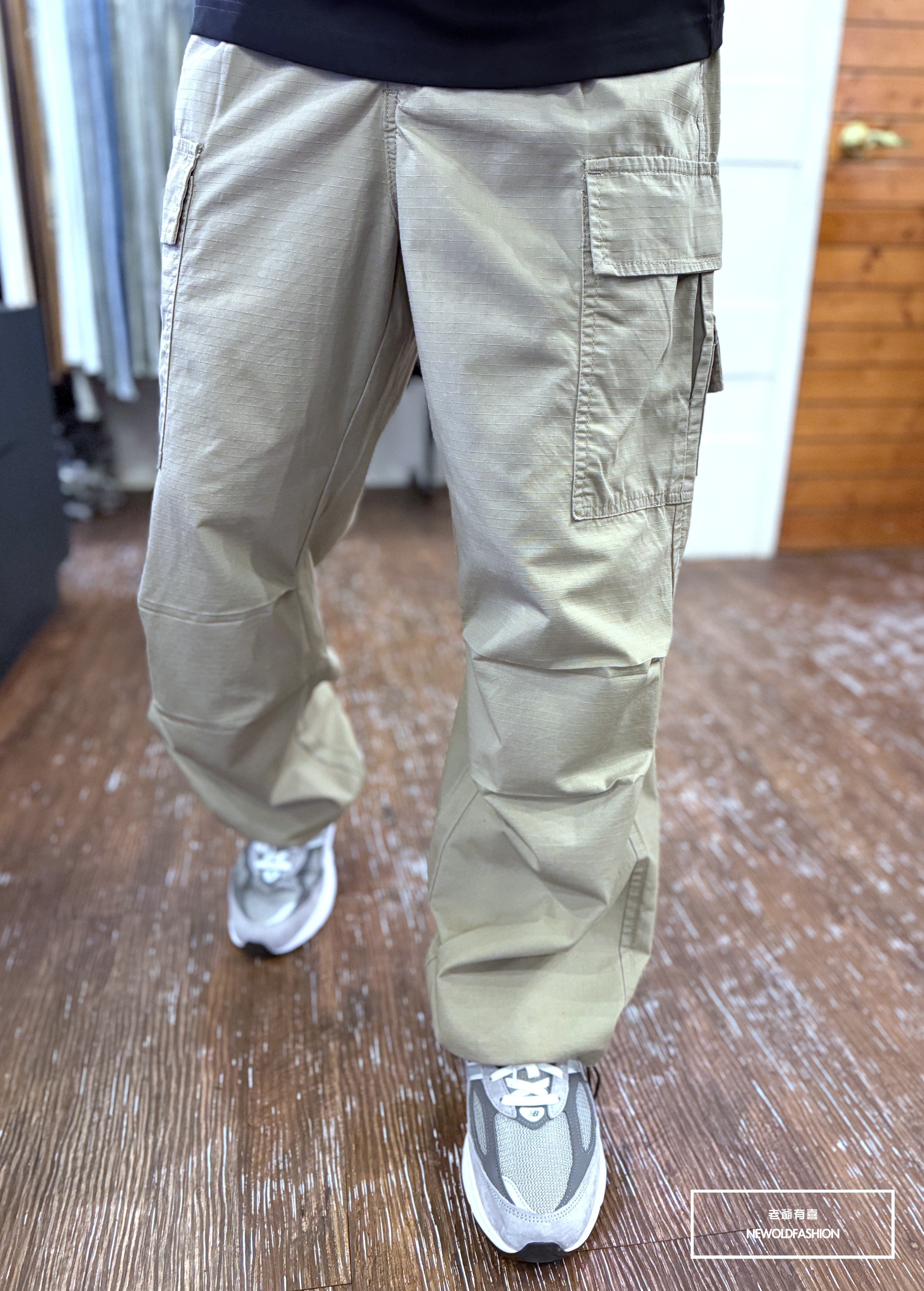 『新品上市』重磅魔鬼氈口袋工裝寬褲-卡其(NOF25029007)
