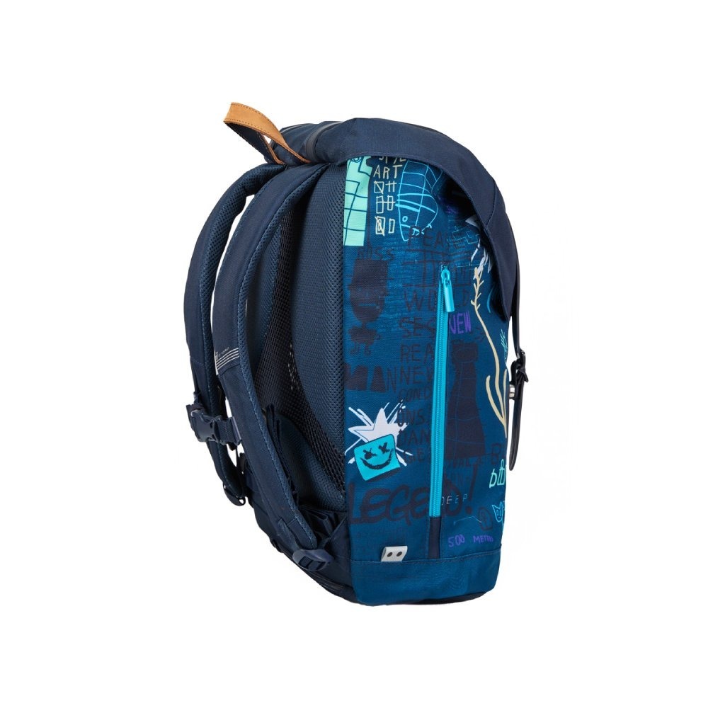 挪威Frii Retro 30L輕量護脊書包-塗鴉藍