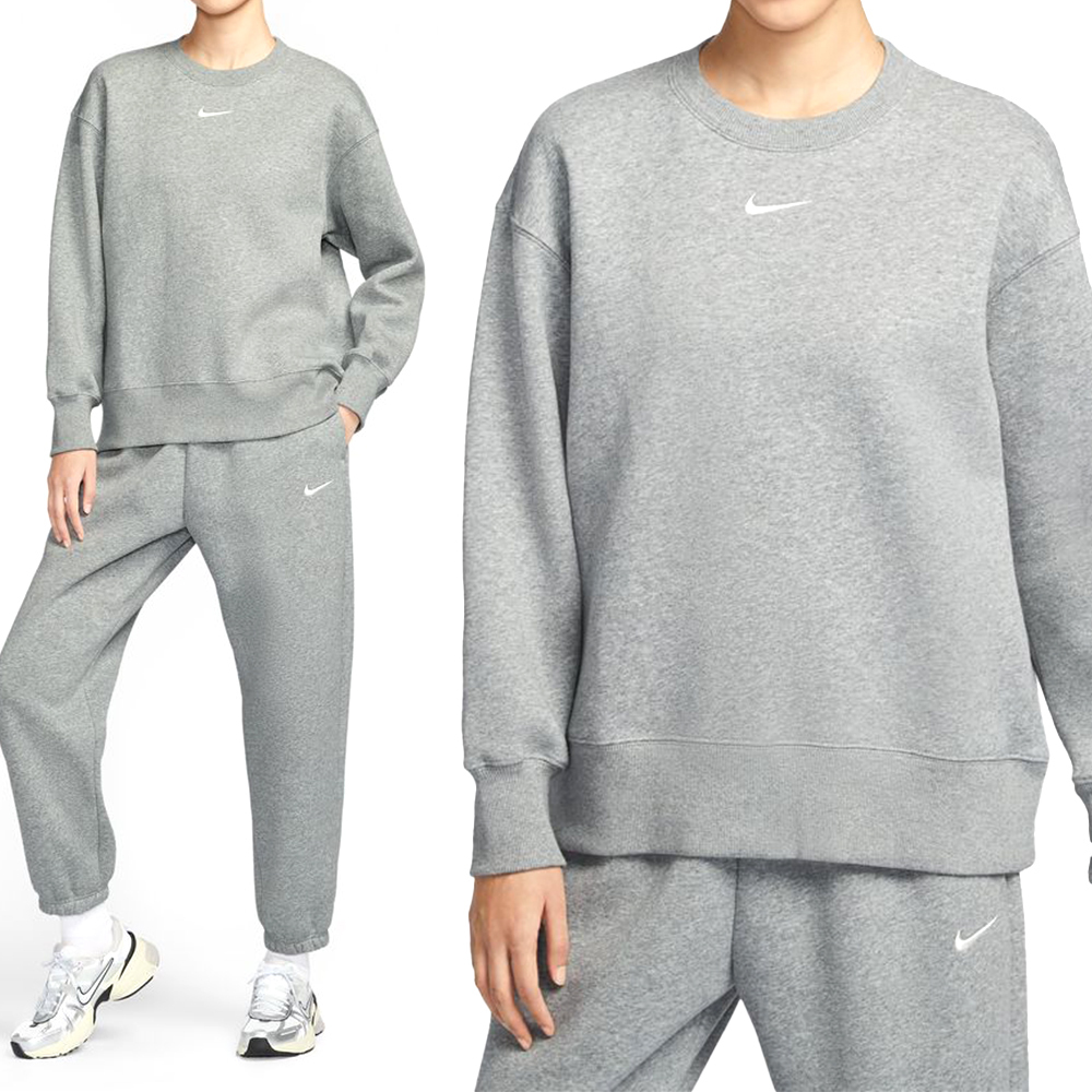 Nike PHNX FLC OS Long CRE 女款 灰色 運動 休閒 圓領 超寬鬆 長袖 FZ4271-063