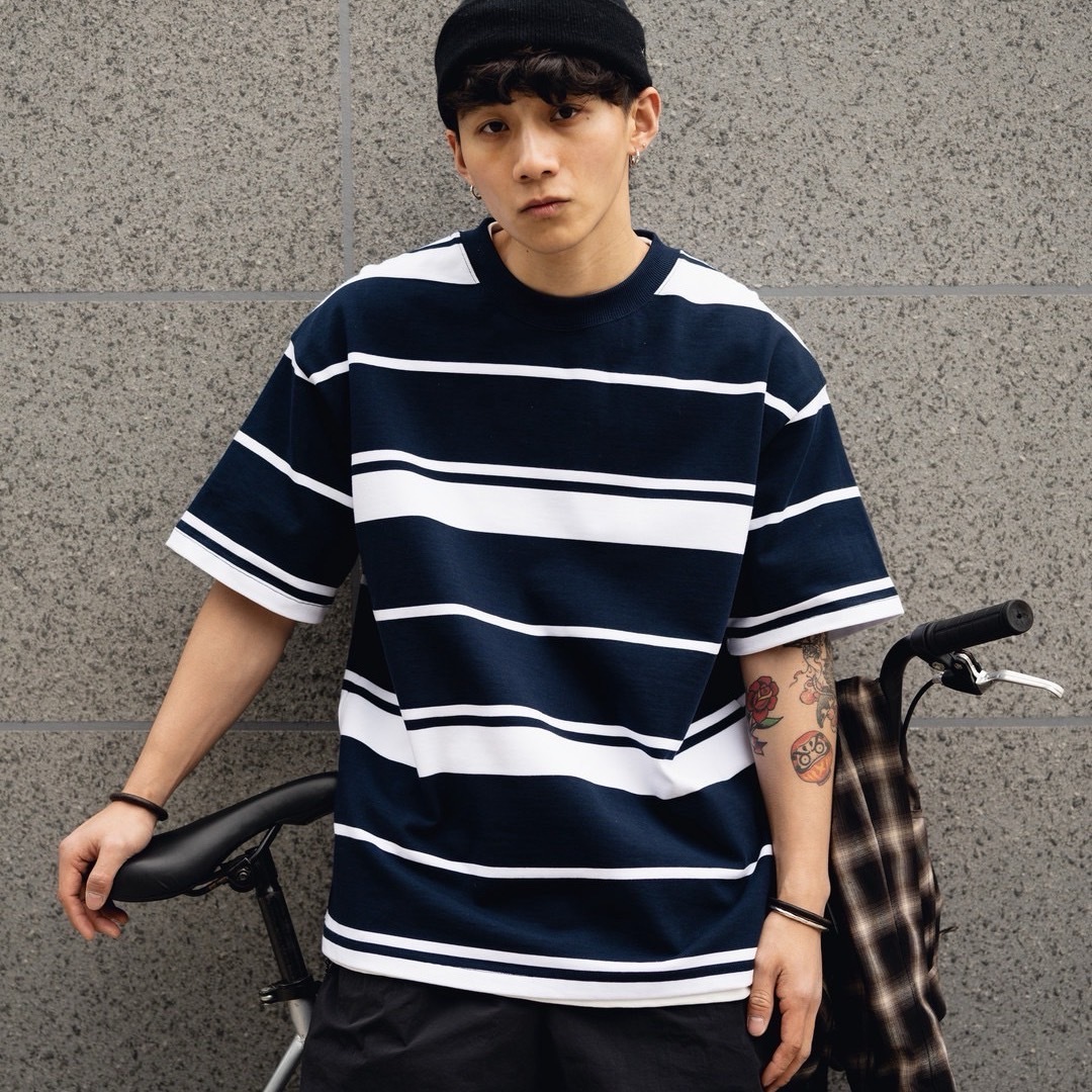 不規則撞色條紋短袖T恤