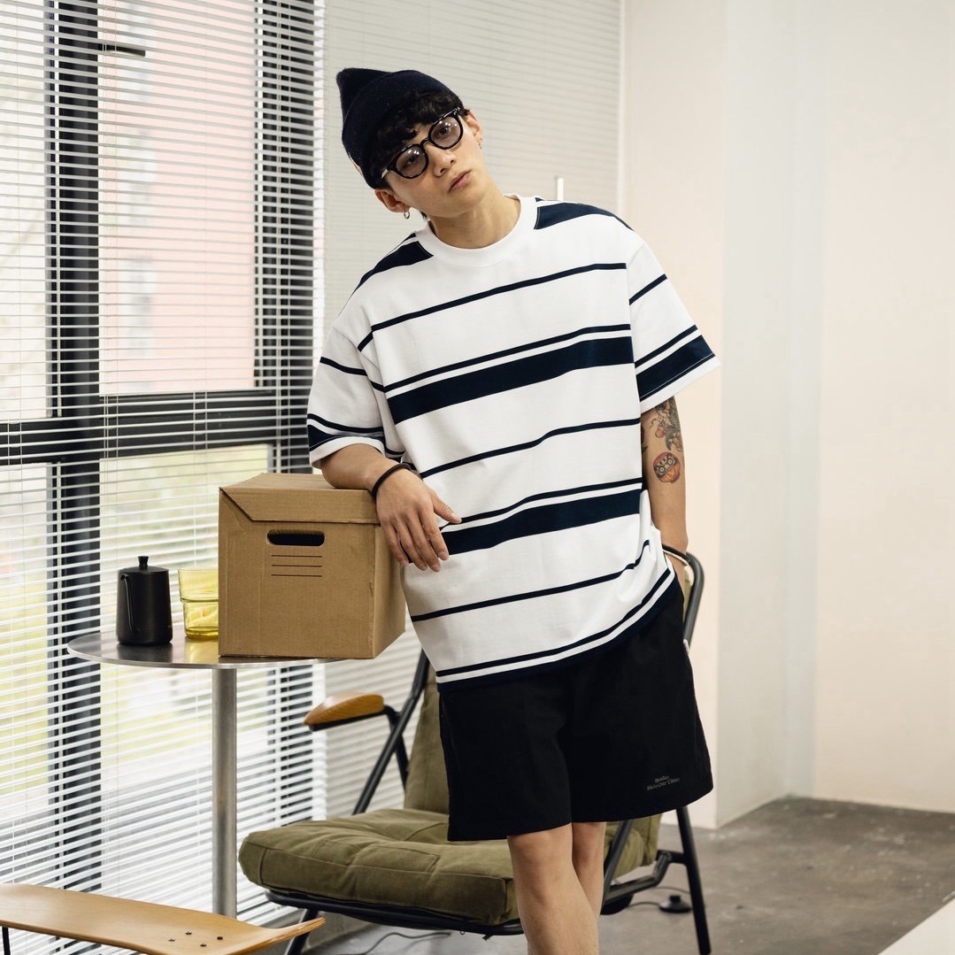 不規則撞色條紋短袖T恤