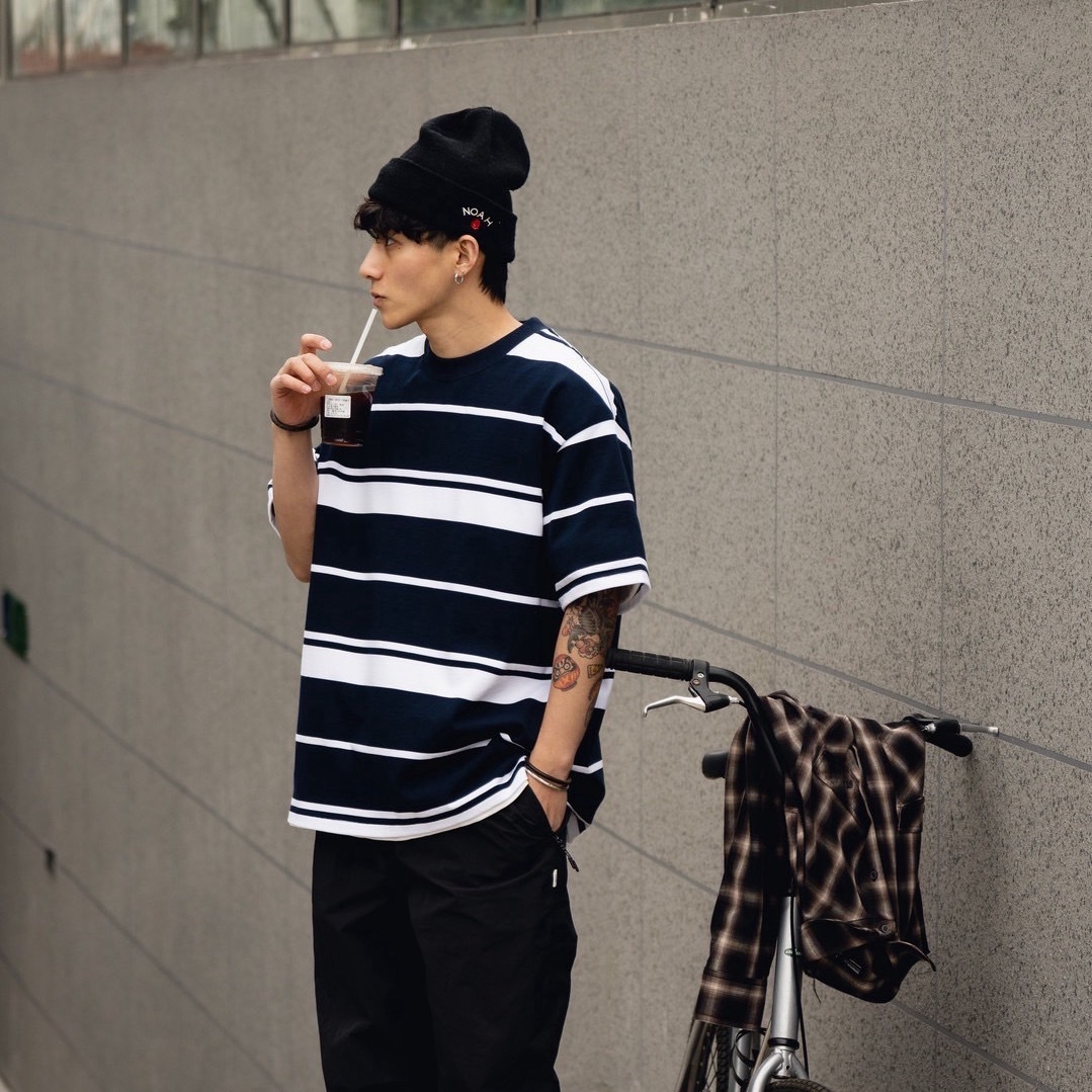 不規則撞色條紋短袖T恤