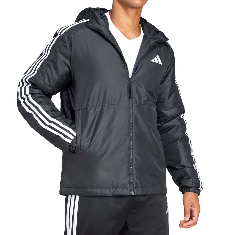 Adidas ESS 3S INS HO J 男款 黑白色 休閒 保暖 運動 連帽 鋪棉 防潑水 外套 JD1032