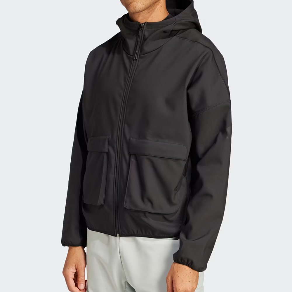 Adidas M CE Q1 PR FZHD 男款 黑色 運動 休閒 拉鍊 口袋 連帽 外套 JF3300