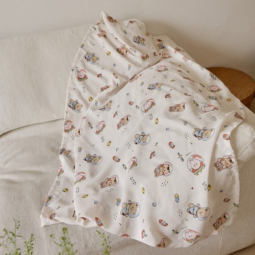 DTD夏日卡通系列大拼盤~人造絲輕薄蓋毯(僅開放宇宙探險/水彩筆/花叢兔兔款)