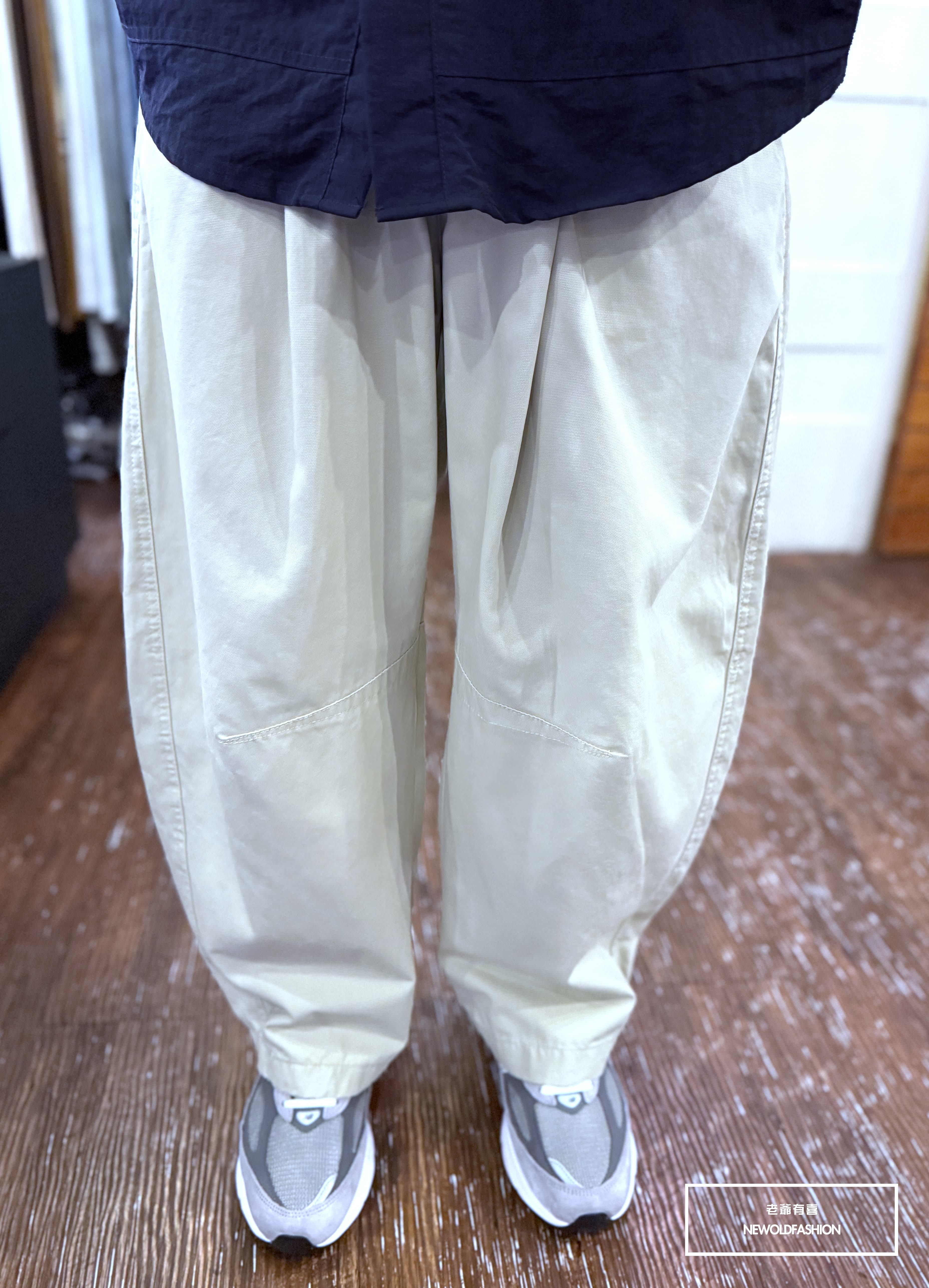 『新品上市』重磅大口袋抽繩打褶工裝寬褲-卡其(NOF25023009)