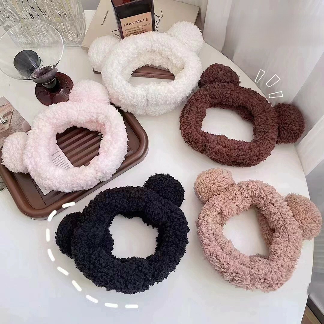 《5700》可愛毛絨小熊耳朵束髮帶