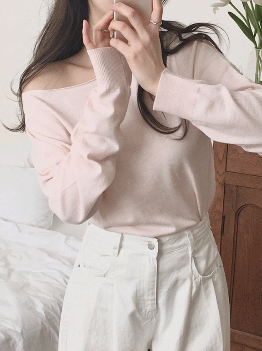 預訂｜SLOWAND #SLOWMADE 單邊一字領針織上衣 (6 Color)