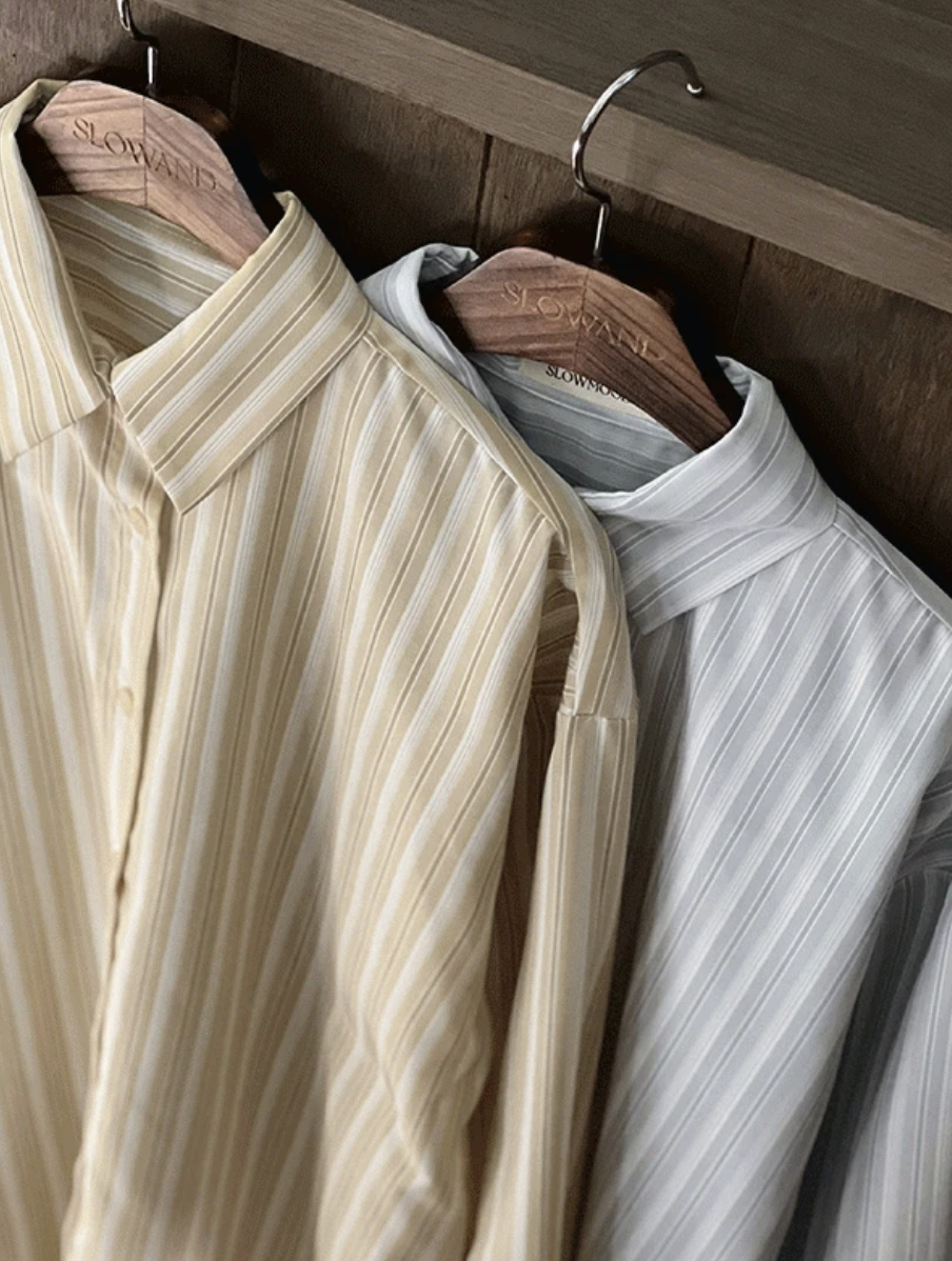 預訂｜SLOWAND #SLOWMADE 溫柔系洋甘菊條紋恤衫 (2 Color)