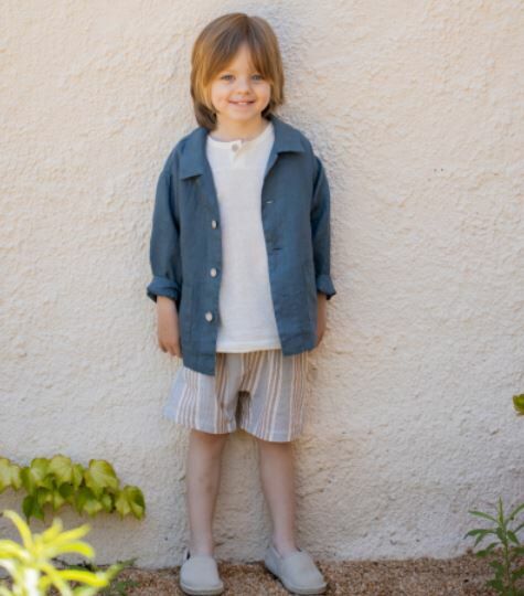 1+ in the family 亞麻單扣上衣  RAFA off-white