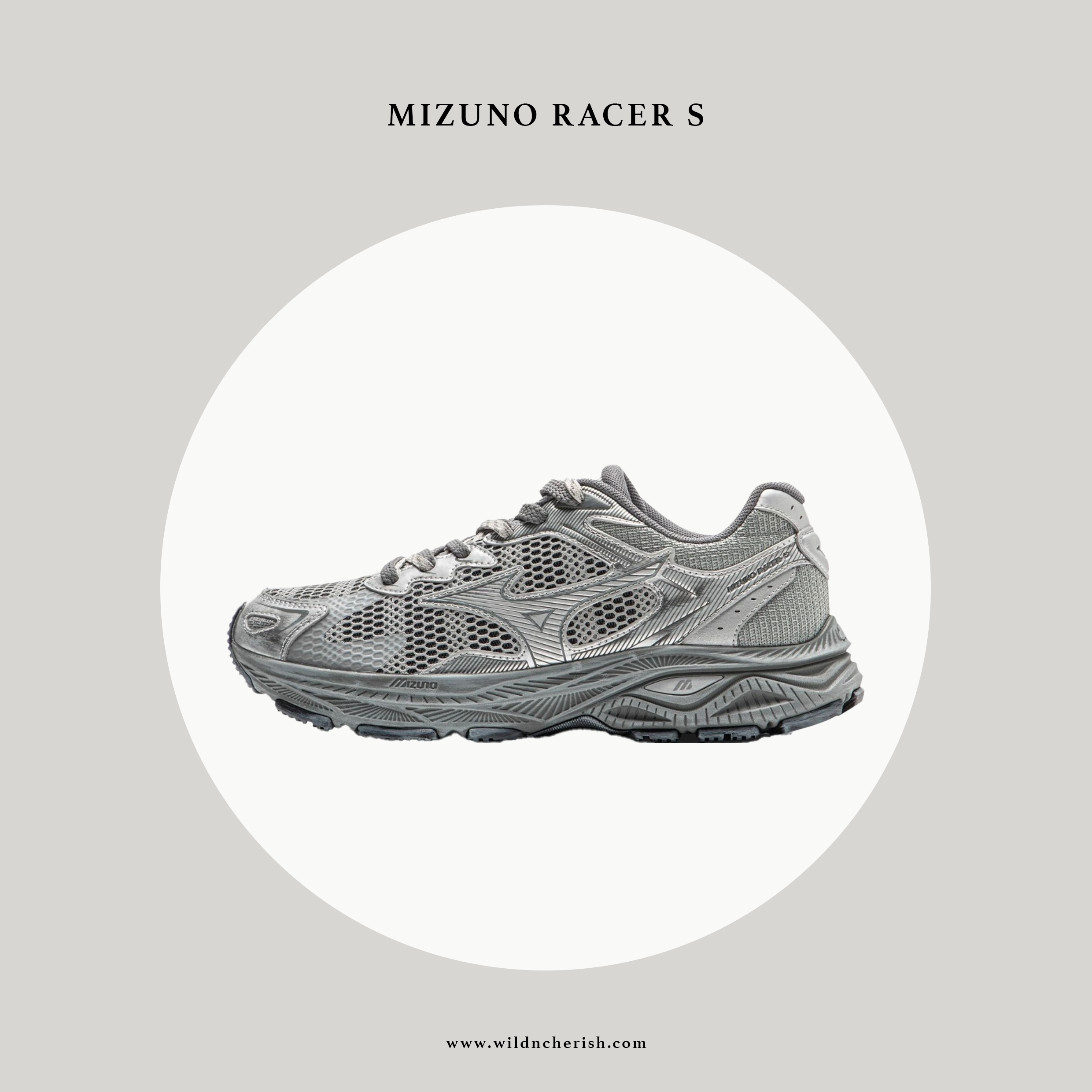 預訂 | Mizuno Racer S 復古慢跑鞋 灰銀色