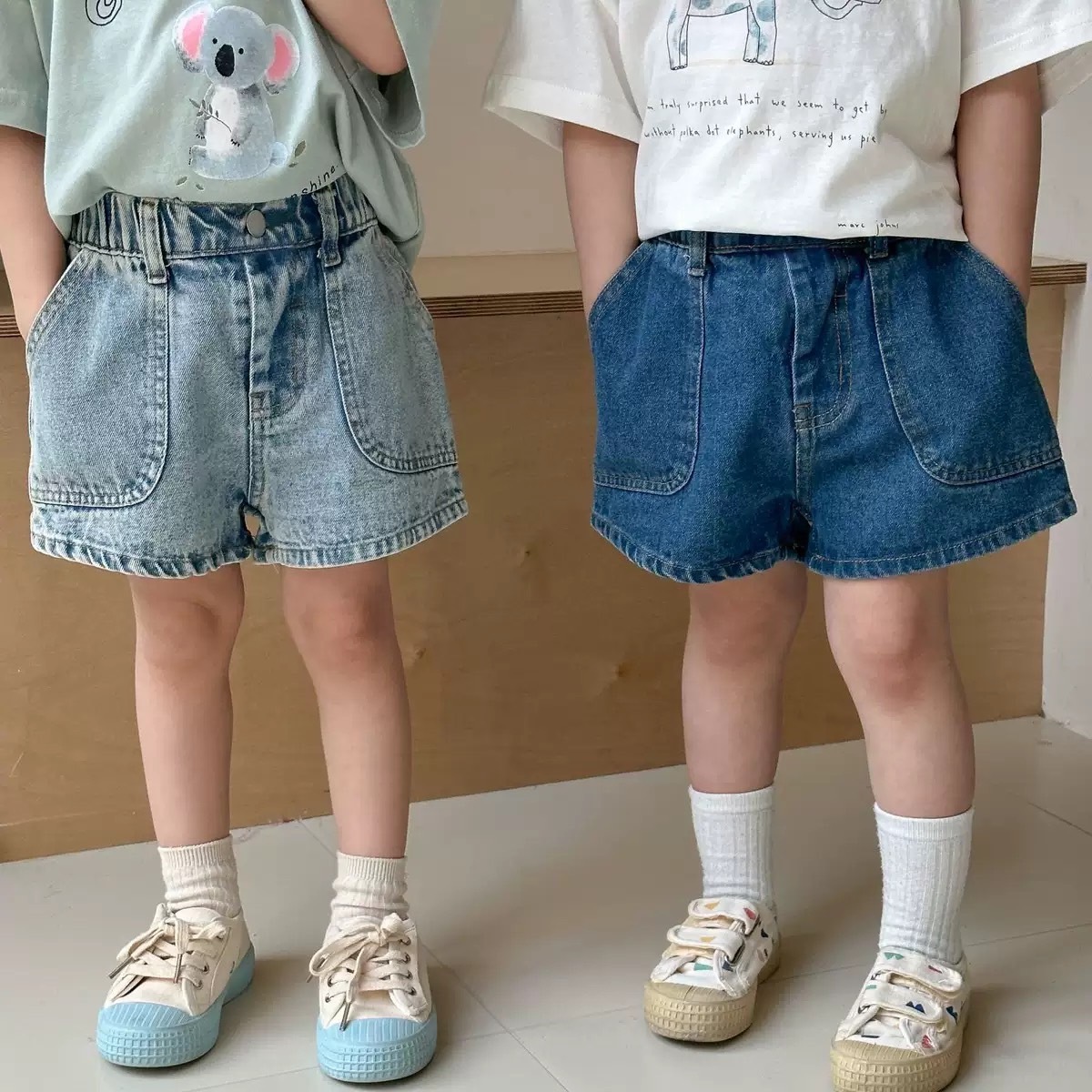 休閒大口袋牛仔短褲