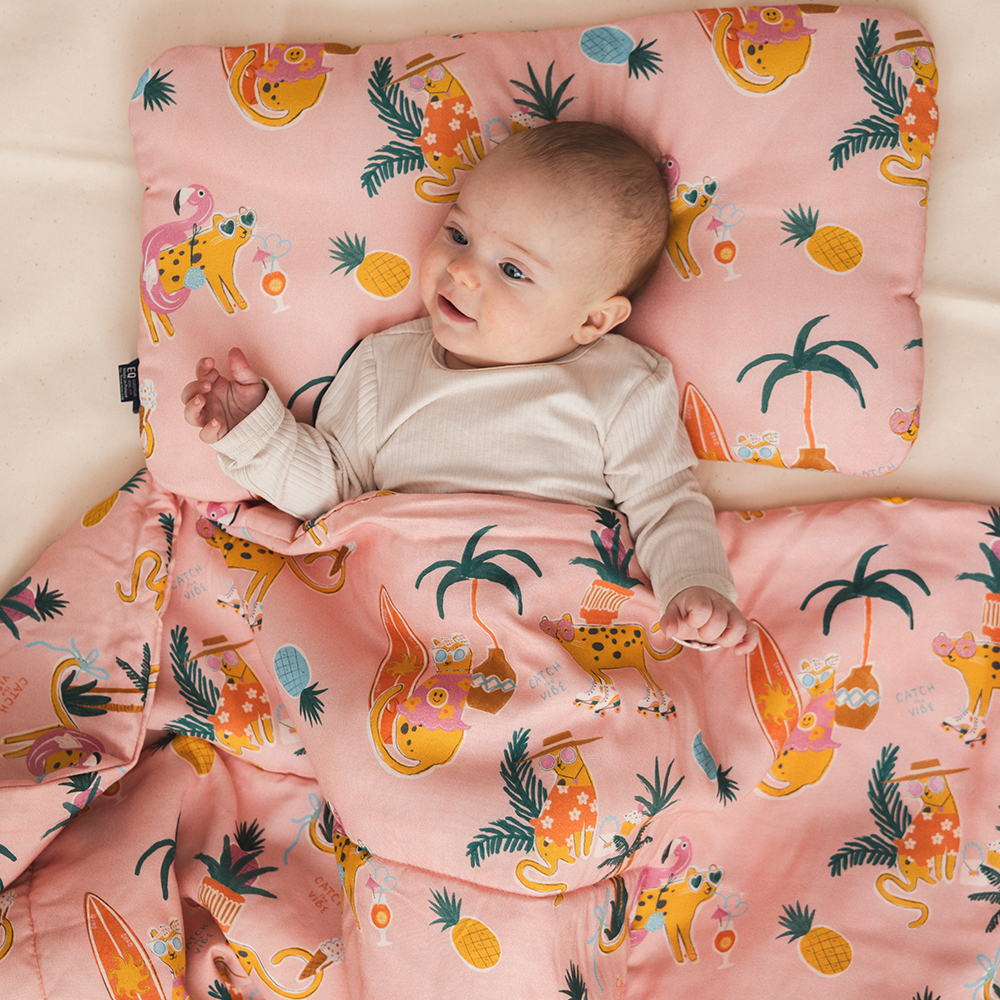 La Millou波蘭 竹纖涼感被(140x110cm)｜抗菌被｜無流蘇簡約質感｜石虎渡假中(粉底)