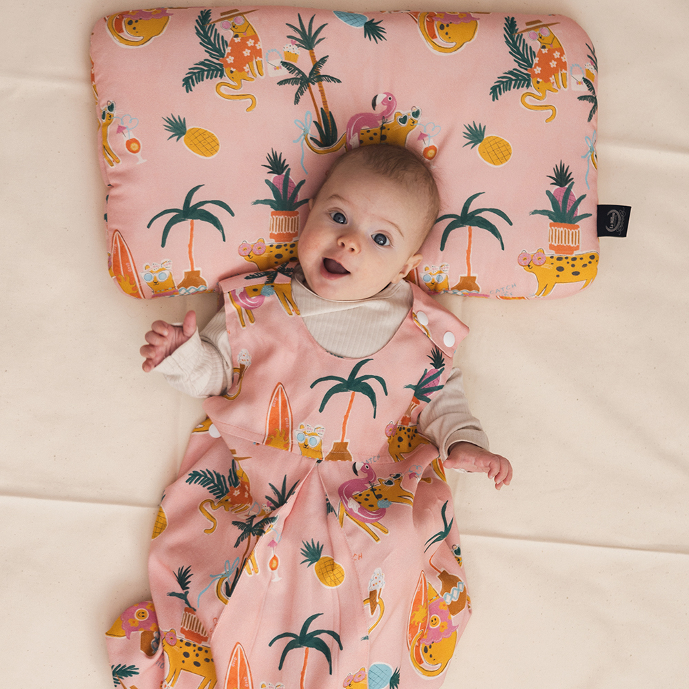 La Millou波蘭 抗菌竹纖涼感防踢被/防踢背心分腿扣(70cm)｜石虎渡假中(綠底)