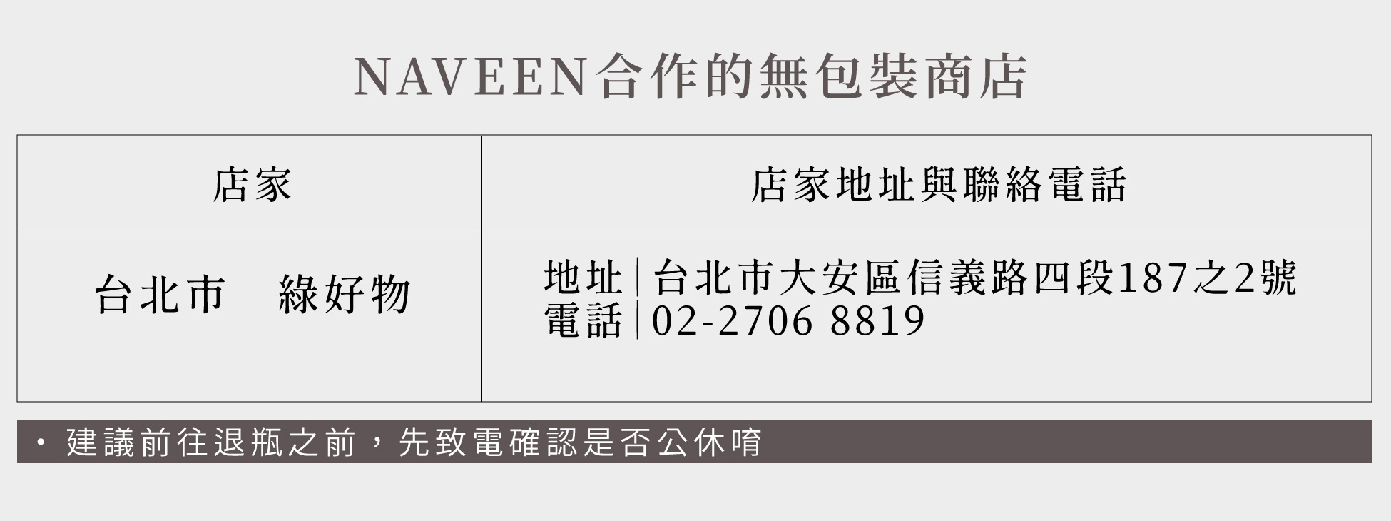 目前合作的無包裝商店
