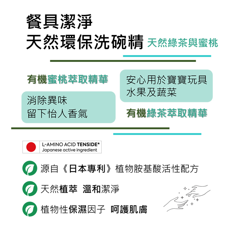 有機生活【綠茶/蜜桃】嬰兒專用洗碗精 500ml - ORGANIC PEOPLE