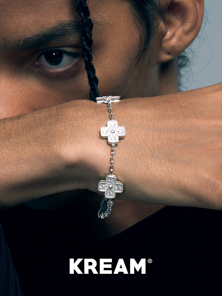 KREAM  鑲鑽 純銀 十字手鍊