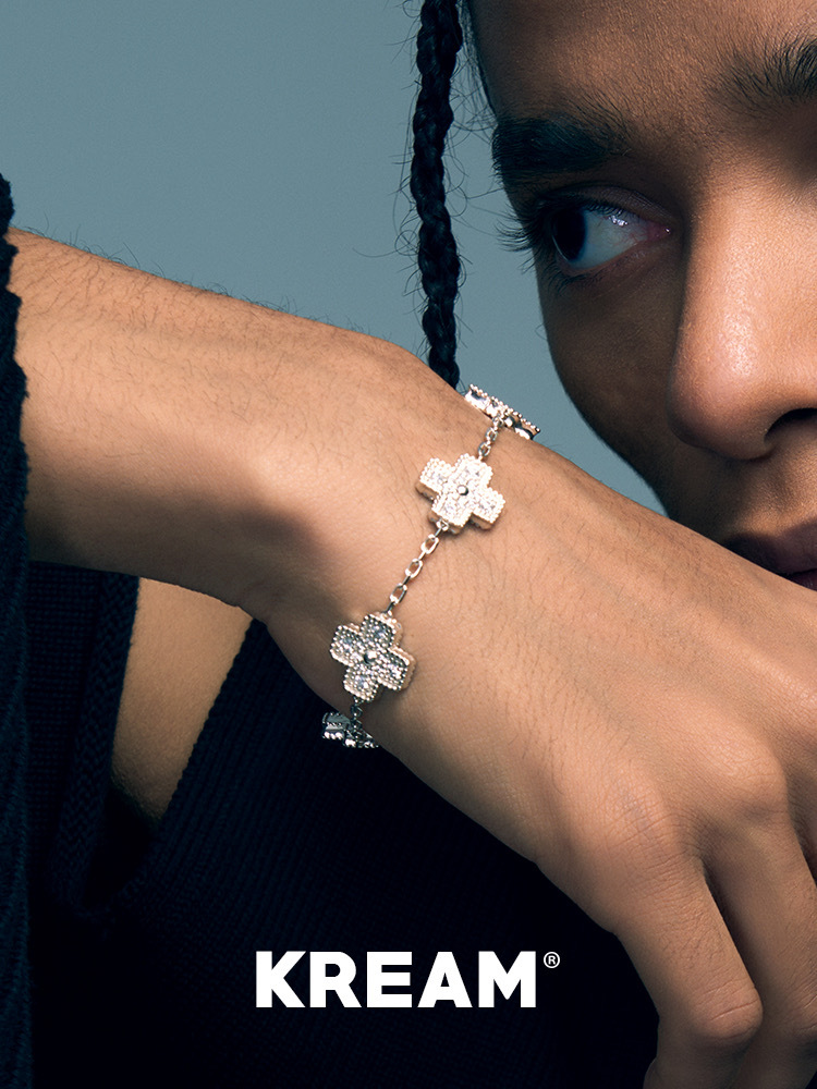 KREAM  鑲鑽 純銀 十字手鍊