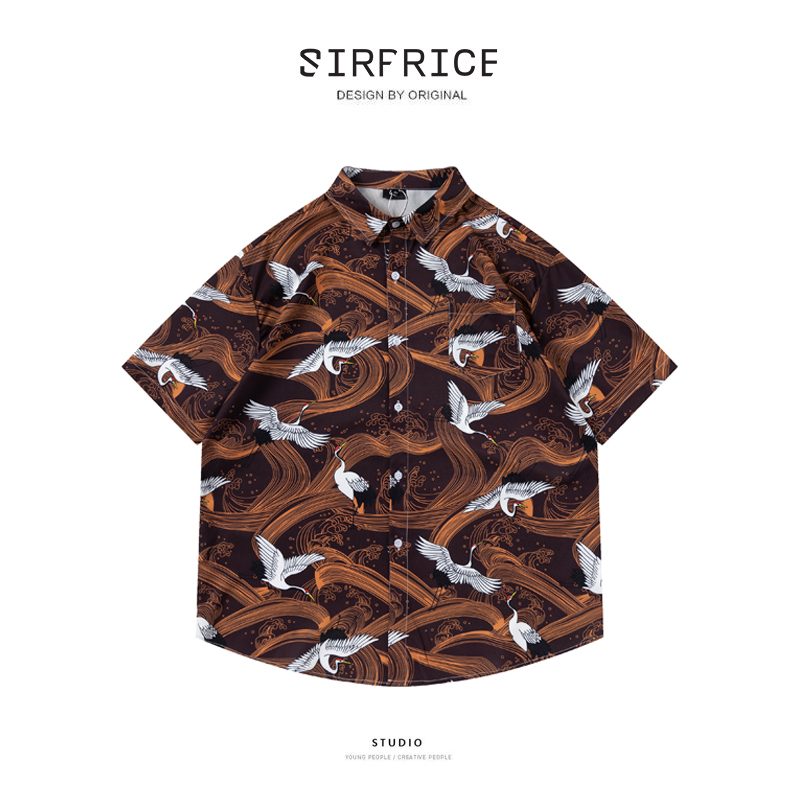 花襯衫 仙鶴 阿尼基 日系 復古