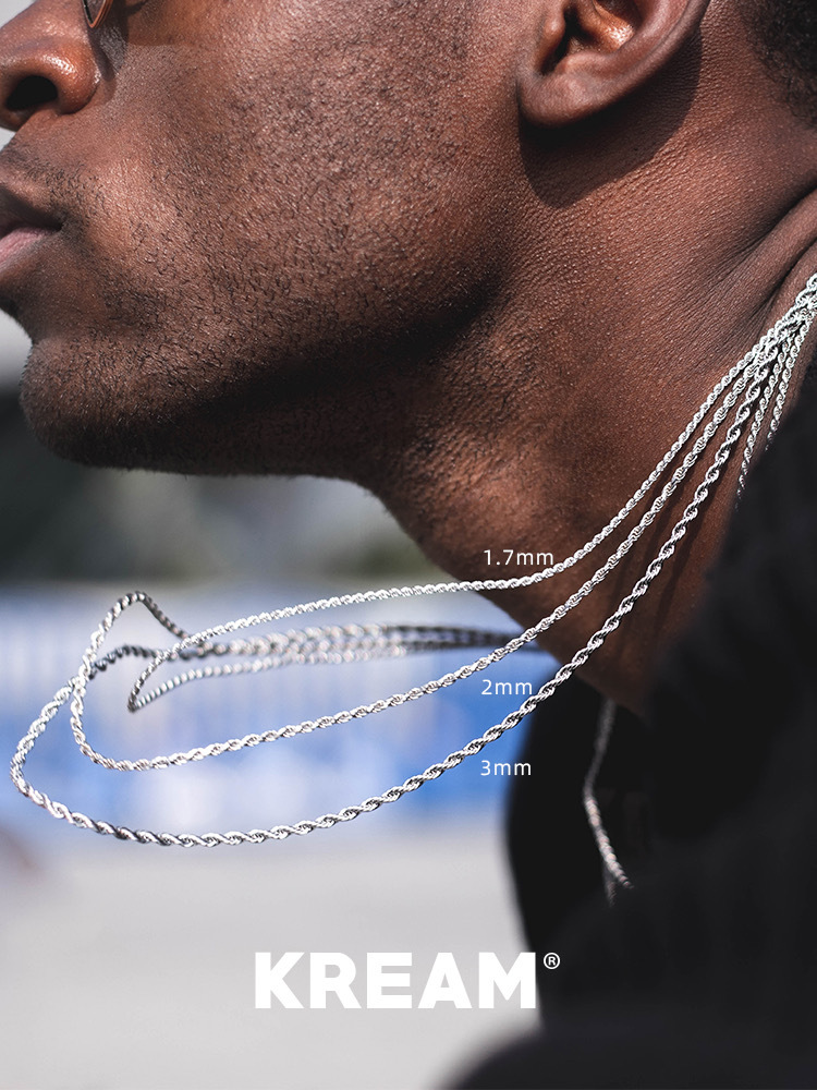 KREAM  純銀 白金 麻花 項鍊