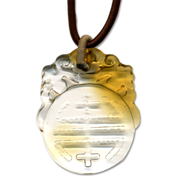 鹿港窯水晶琉璃|雙獅獻壽項鍊 古法工藝開運祝壽 吉祥長壽富貴雙全