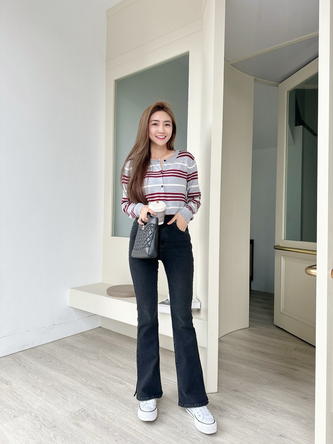 【預購】🔥02.26春夏新品］💥闆娘自留款］🇰🇷正韓超質感親膚條紋兩穿開襟外套