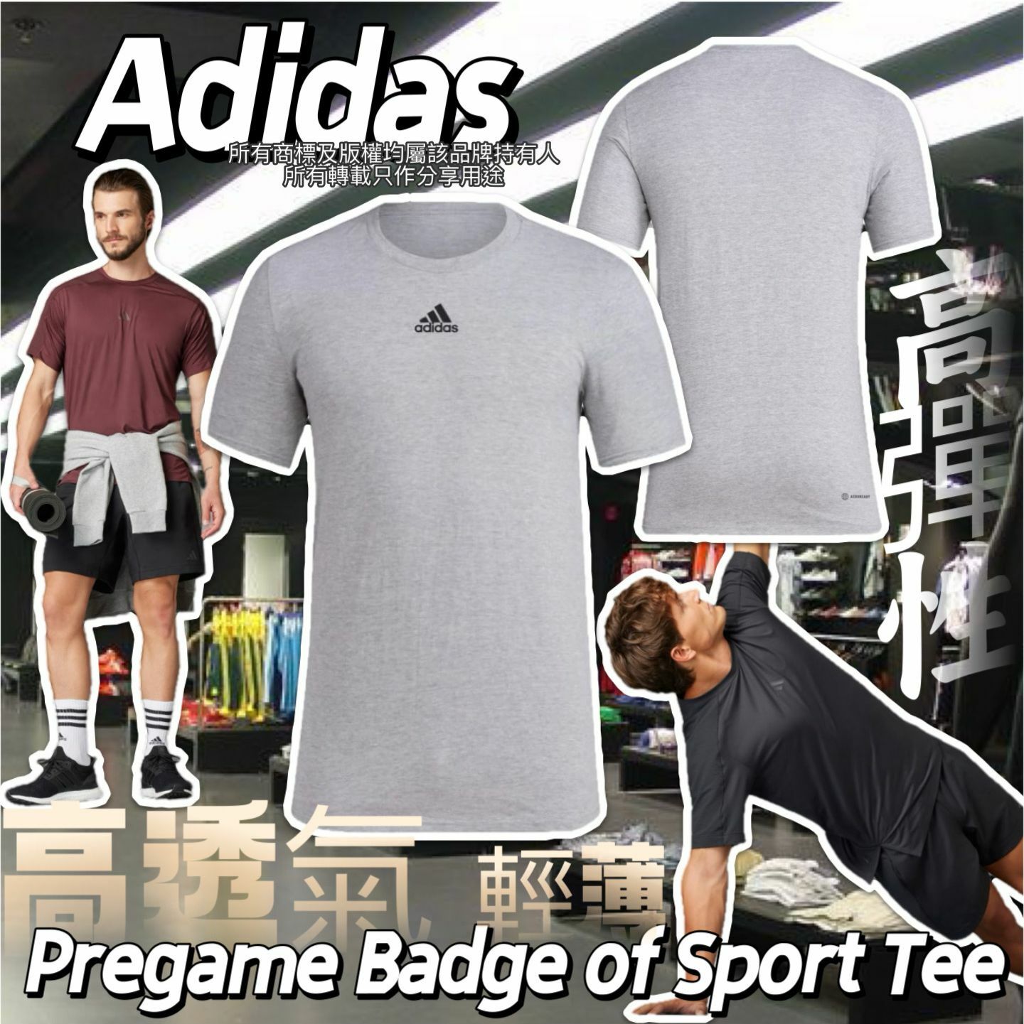 【預購】Adidas G022553 男裝pregame badge短袖Tee