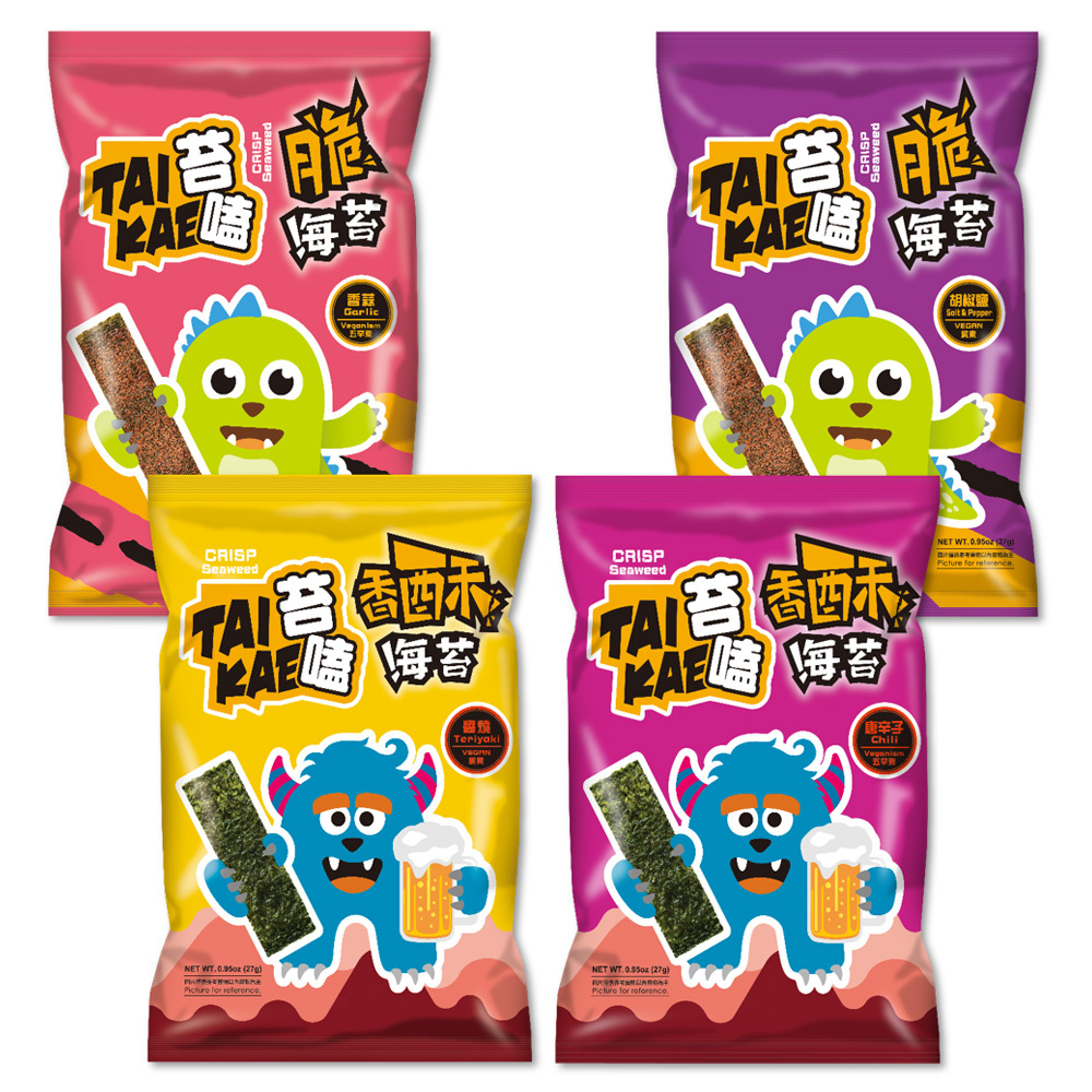 苔嗑 泰式 香酥 烤海苔 27g 醬燒 / 胡椒鹽 / 唐辛子 / 香蒜