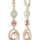 [S] GIVENCHY 07G00680 GIVENCHY CRYSTAL GOLD TONE ANTIQUE PINK LINEAR EARRINGS, 904292 (SZZ548)