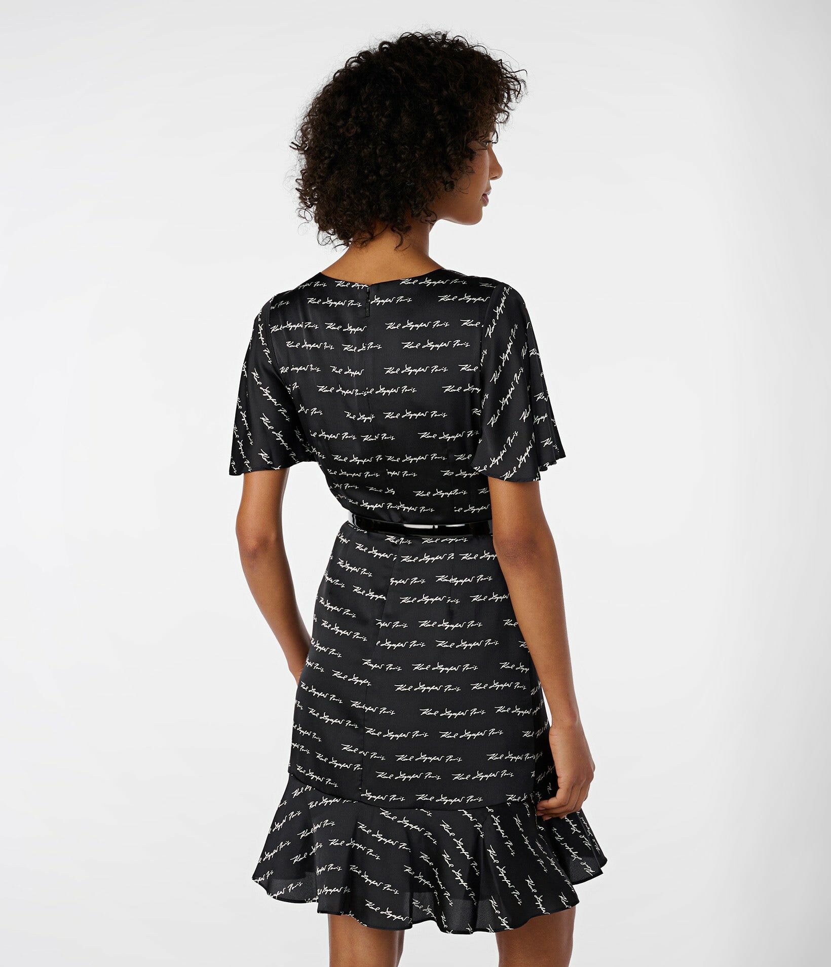 【Karl Lagerfeld Outlet】SCRIPT LOGO DRESS L3AB3930  黑 