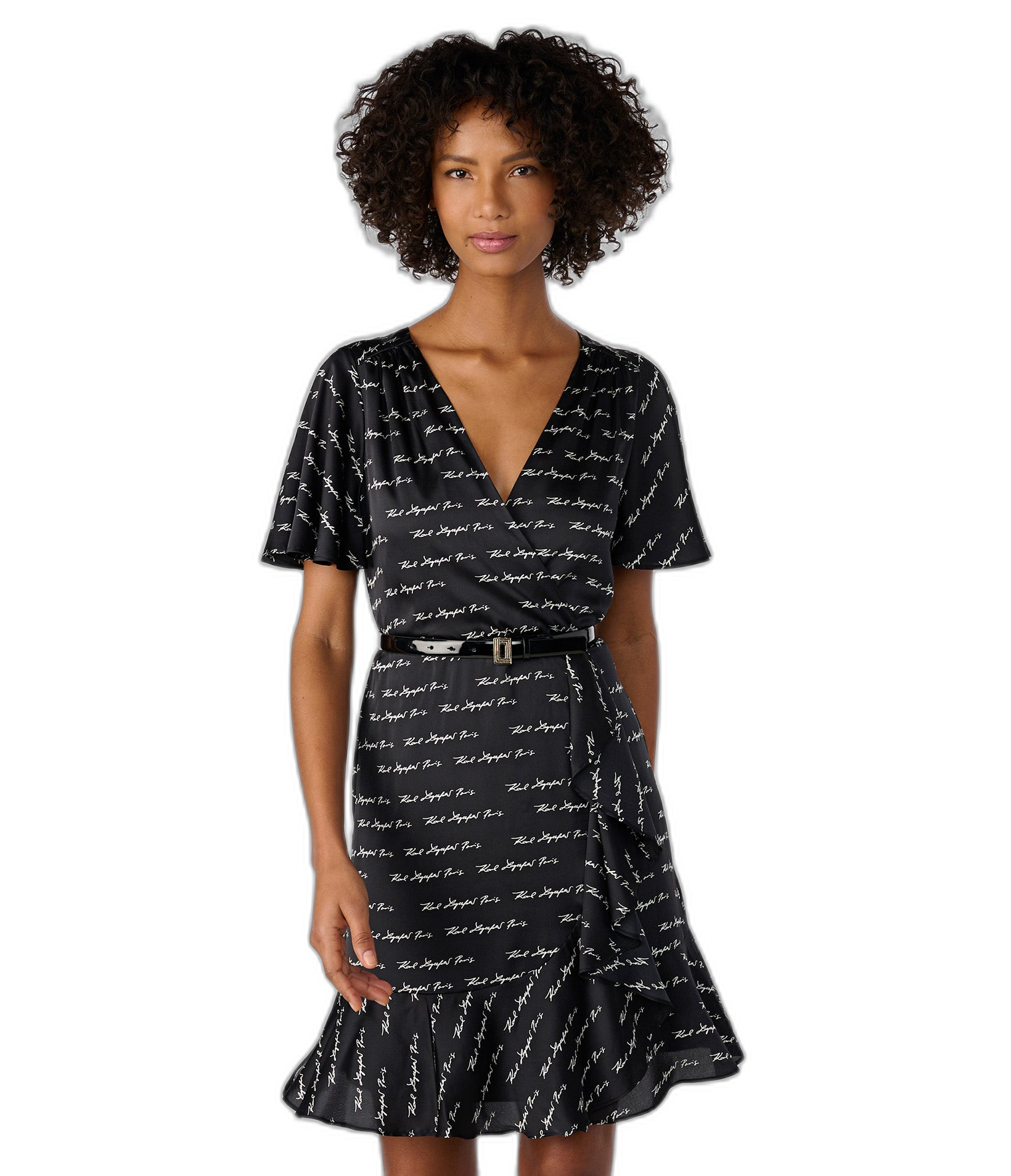 【Karl Lagerfeld Outlet】SCRIPT LOGO DRESS L3AB3930  黑 