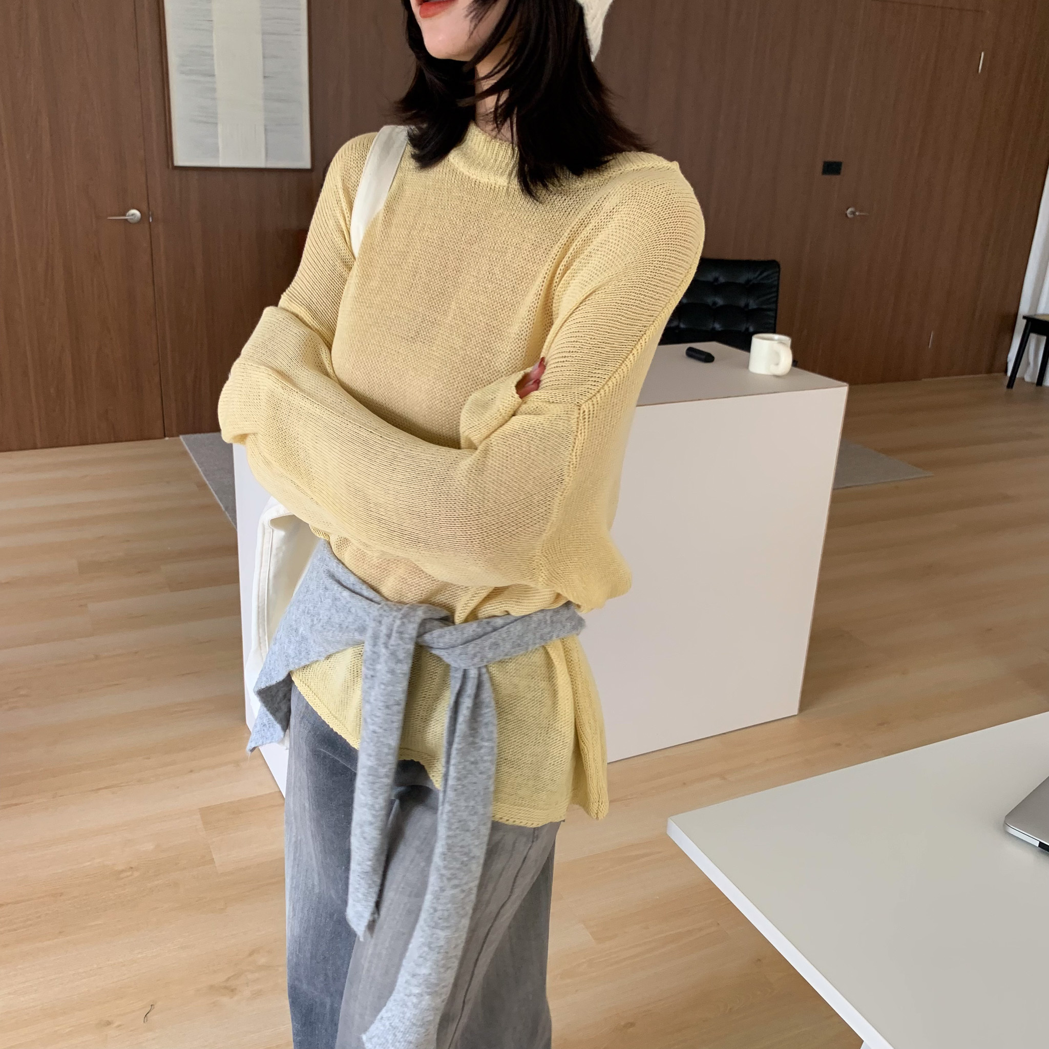 ISA_Colorful調色盤 淺春系透透軟針織上衣_52031