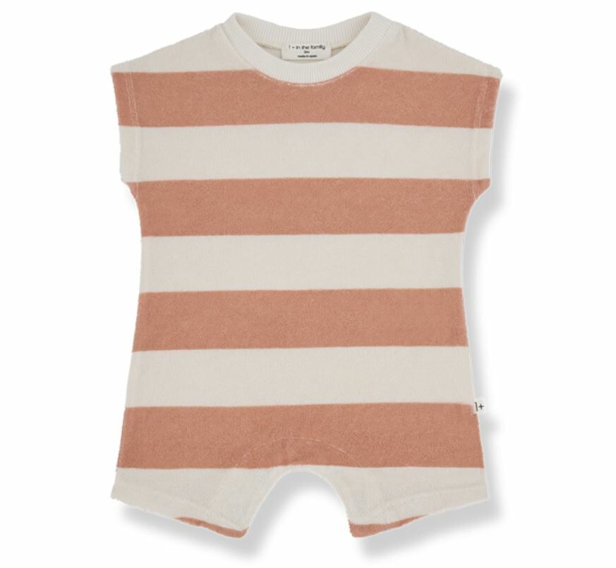 1+ in the family 毛圈布條紋連身衣 MARCO coral