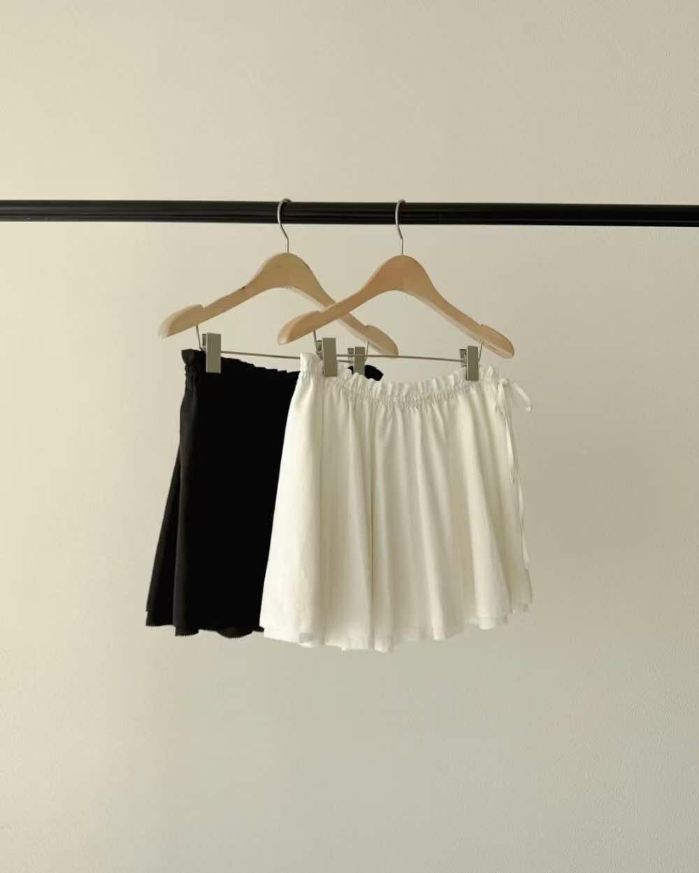 PA32 蕾絲花邊雪紡綁帶短裙