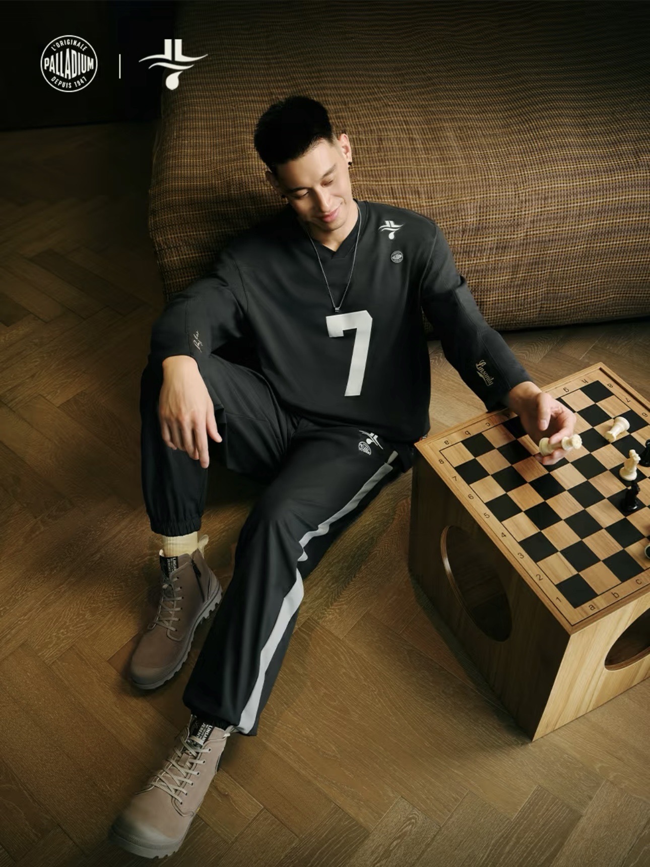 **特價商品售出無退換**男女款 PALLADIUM X JEREMY LIN LINSANITY 林書豪聯名 鉛黑色 棉花糖色 小標 電繡 印花 復古7號 長袖 冰球衣【1011224】#PALLADIUMXJEREMYLIN