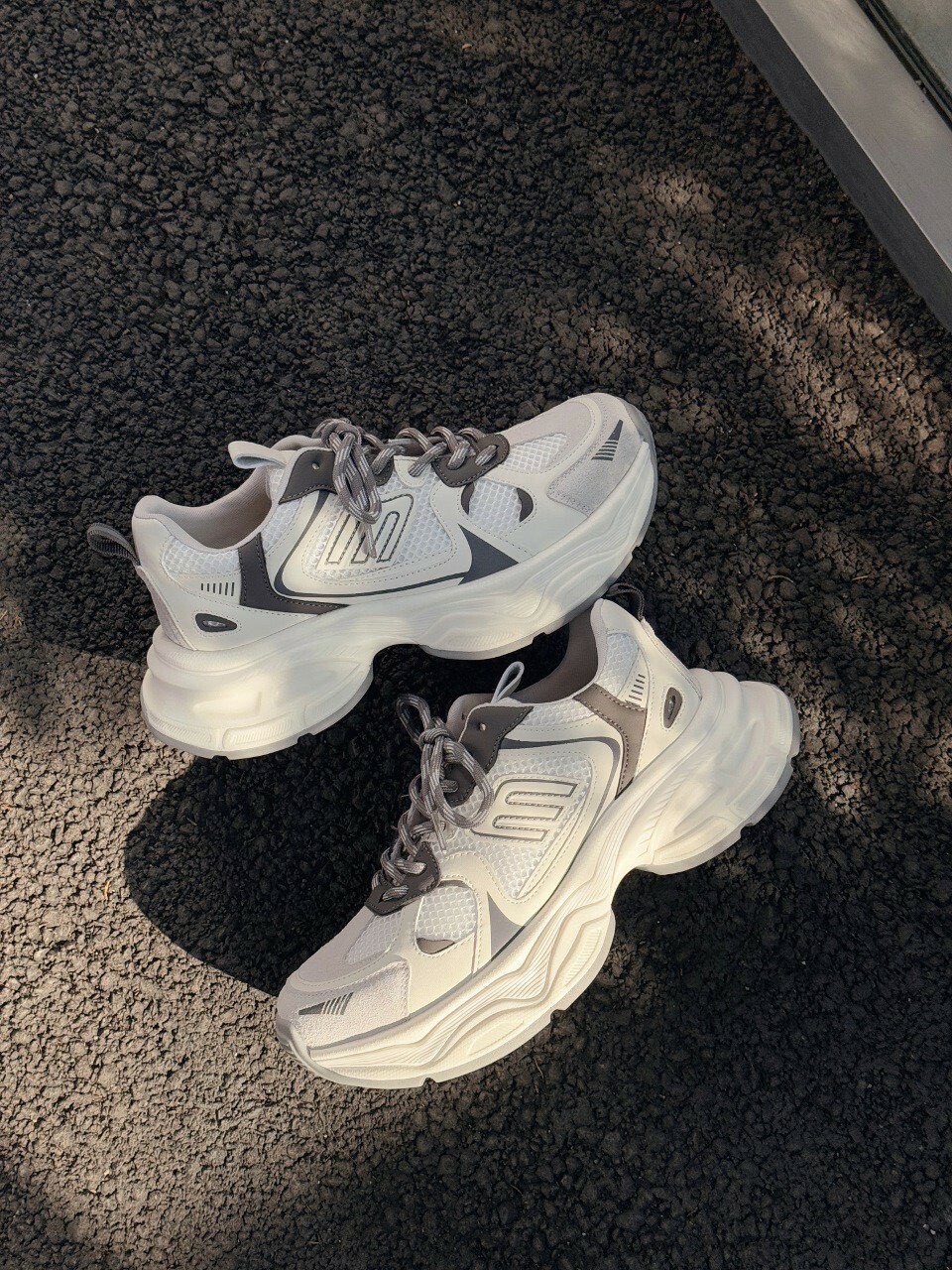 1955韓國真皮網面厚底老爹鞋