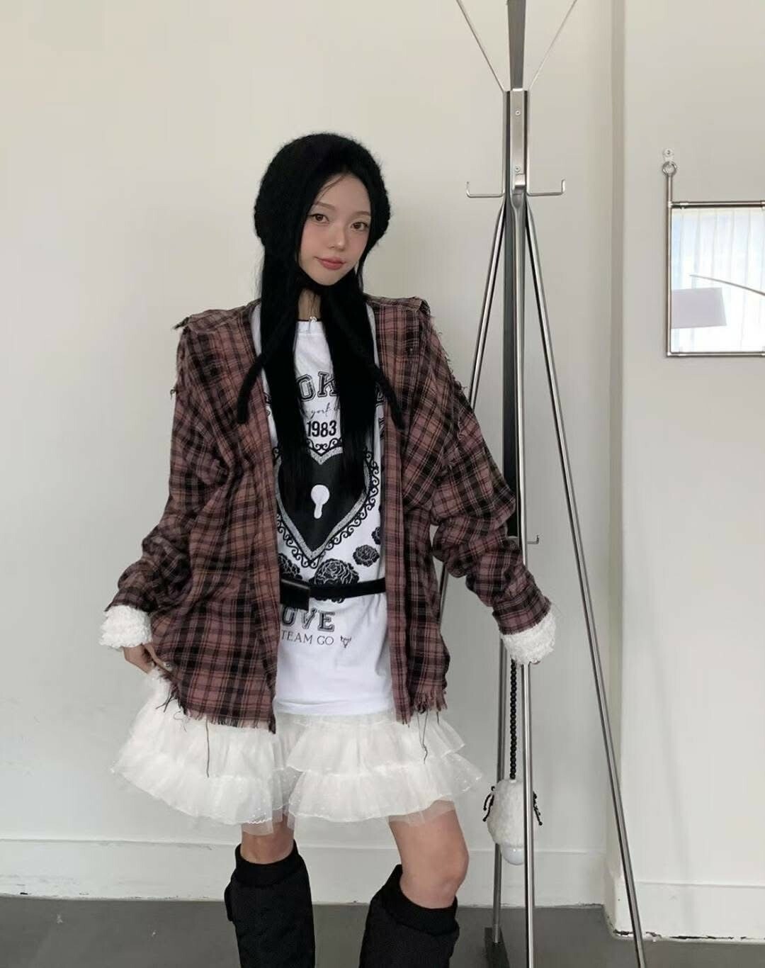 UNUSED 下鬚 格紋 長襯 #襯衫