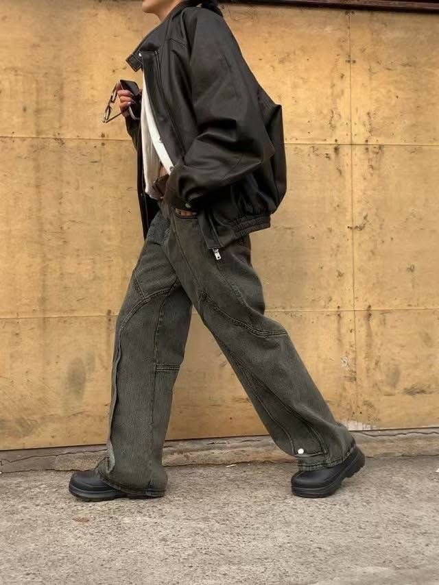 UNUSED 釦腳 剪裁 設計 #牛仔褲