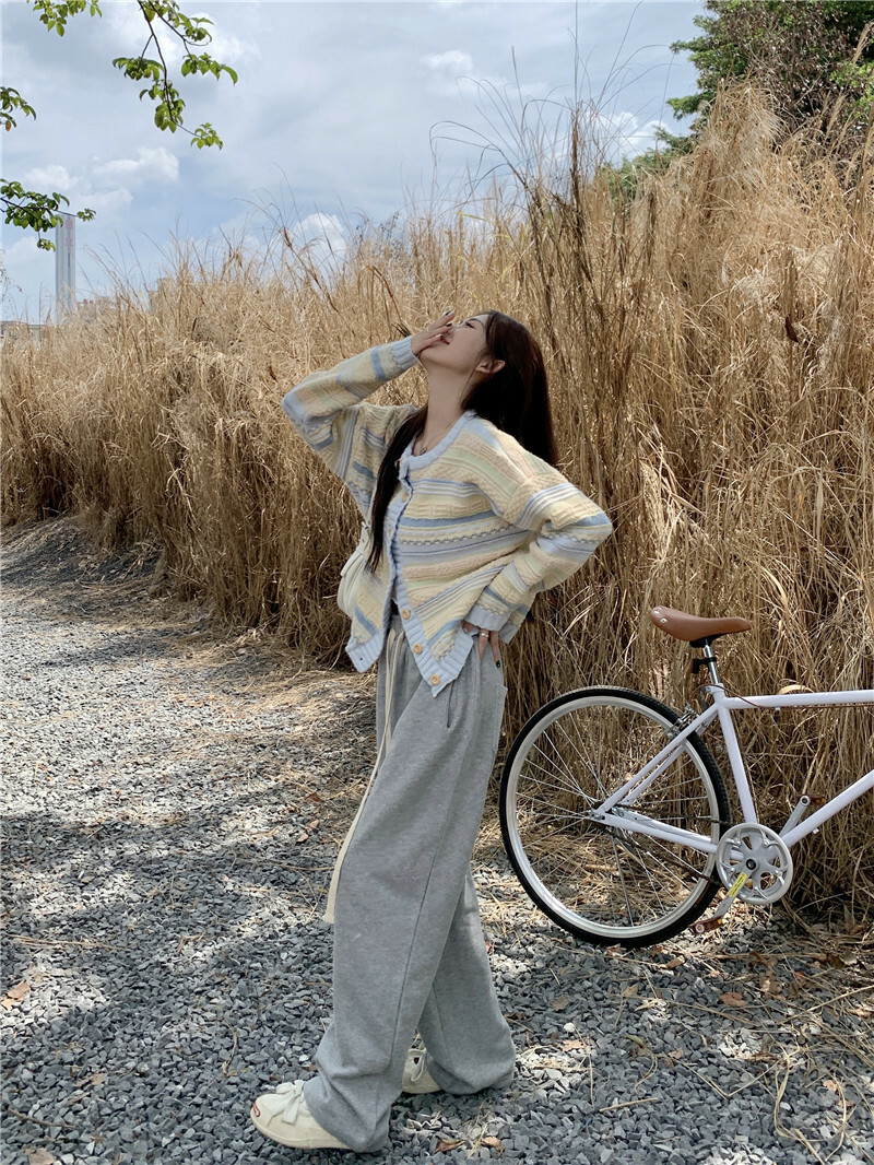 Korean Style Loose Striped Knit Cardigan