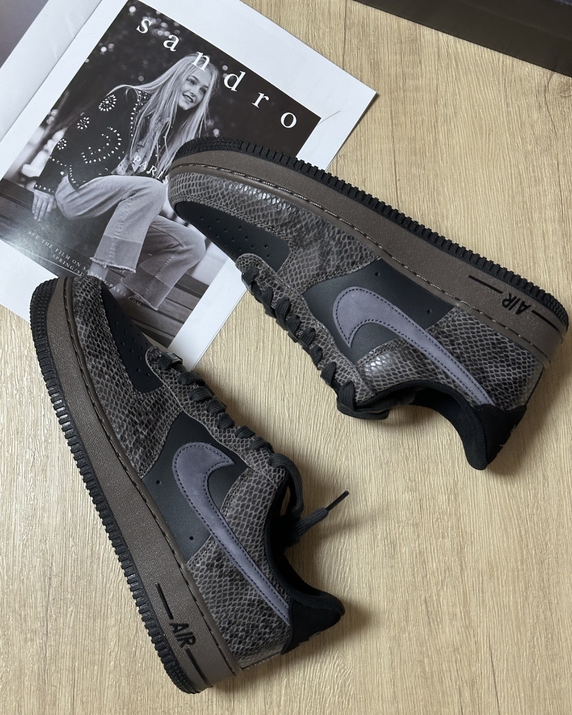 男鞋 NIKE AIR FORCE 1 '07 LV8 'Snakeskin' 黑蛇紋 咖啡 蛇鱗 經典 休閒鞋【HF2898-001】AF1